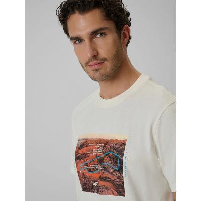 3. T-shirt regular z nadrukiem męski 4F 4FRSS26TTSHM4238-11S