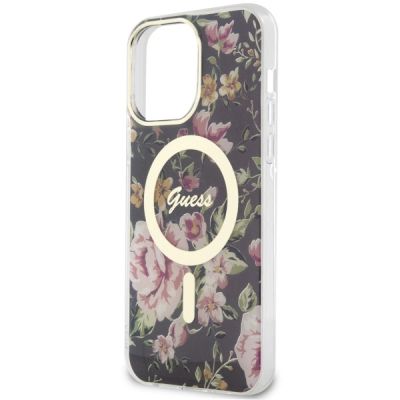 6. Etui Guess Flower MagSafe na iPhone 14 Pro Max - czarne
