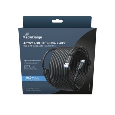 2. MediaRange MRCS243 kabel USB USB 3.2 Gen 1 (3.1 Gen 1) 10 m 2 x USB A USB A 5 Gbit/s Czarny