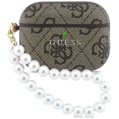 Etui Guess 4G Pearl Strap na AirPods Pro 3 - brązowe