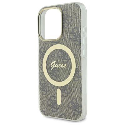 5. Etui Guess IML 4G MagSafe na iPhone 16 Pro - brązowe
