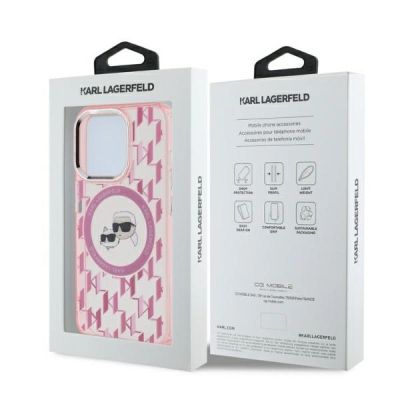 5. Etui Karl Lagerfeld IML Monogram Karl & Choupette Head MagSafe na iPhone 15 Pro Max - różowe