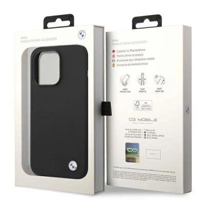 8. Etui BMW Silicone Metal Logo na iPhone 14 Pro Max - czarne