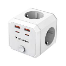 Kostka zasilająca Wozinsky WKZ-4B 3x AC 2x USB-A 2x USB-C PD 20 W 4000 W - biała