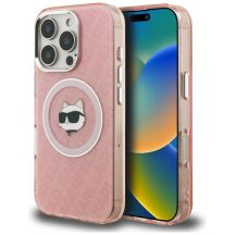 Etui Karl Lagerfeld IML Choupette Head Logo MagSafe na iPhone 16 Pro - różowe