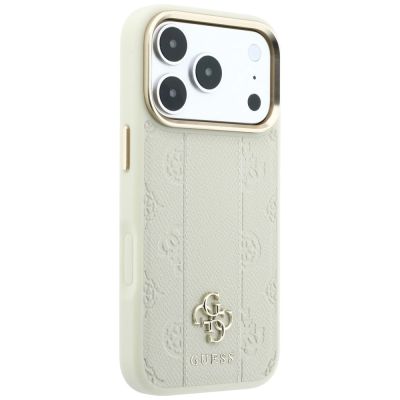 12. Etui Guess Stripe Peony 4G Logo MagSafe na iPhone 18 Pro Max / 17 Pro Max - beżowe