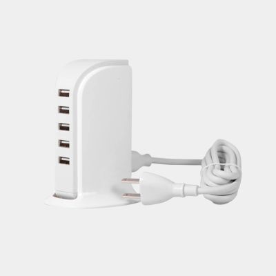 6. Dudao ładowarka sieciowa 5x USB z wbudowanym kablem sieciowym EU biały (A5EU)