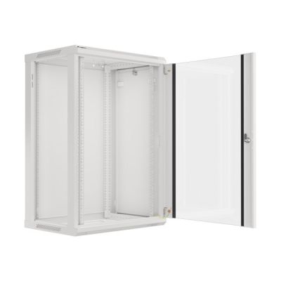 3. Szafa rack Lanberg WF01-6418-10S (18U; 901mm / 600mm / 450 mm; wisząca; Szklane; 19''; kolor szary)