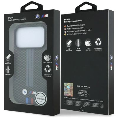8. Etui BMW M Quadrille Kevlar Tricolor Print Lines MagSafe na iPhone 18 Pro / 17 Pro - ciemnoszare