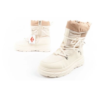 8. Lee Cooper buty sportowe damskie zimowe trekkingowe ocieplane beżowy kremowy