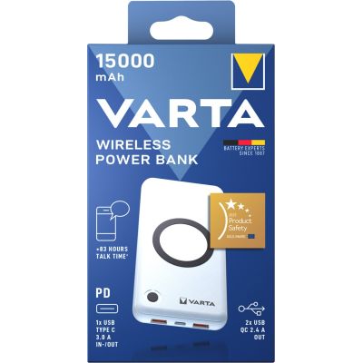 8. Varta 57908 101 111 bank mocy Litowo-polimerowy (LiPo) 15000 mAh Bezprzewodowe ładowanie Biały