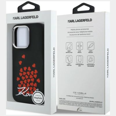 8. Etui Karl Lagerfeld Silicone Heart Sign Logo MagSafe na iPhone 16 Pro Max - czarne