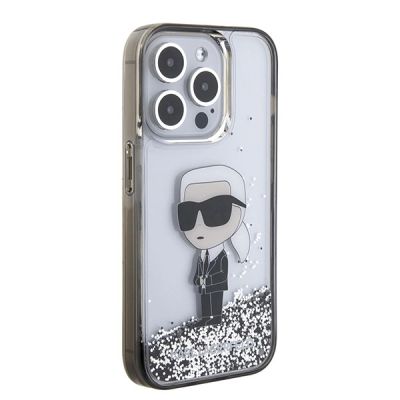 4. Etui Karl Lagerfeld Liquid Glitter Ikonik do iPhone 15 Pro - przezroczyste
