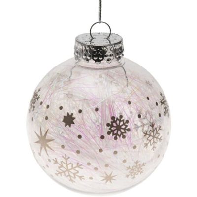 2. BOMBKA DEKORACYJNA 8CM SREBRNE GWIAZDKI