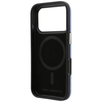 7. Etui Karl Lagerfeld Grained with Resin Signature Logo MagSafe na iPhone 18 Pro / 17 Pro - jasnoniebieskie
