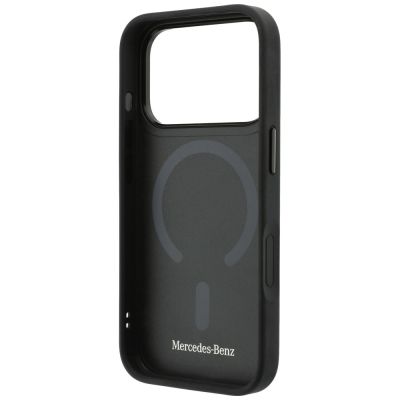 7. Etui Mercedes Leather Mesh with Bow Line MagSafe na iPhone 18 Pro Max / 17 Pro Max - ciemnoszare