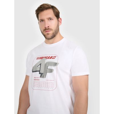 5. T-shirt regular z nadrukiem męski 4F 4FRAW25TTSHM3612-10S
