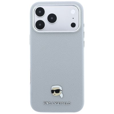 3. Etui Karl Lagerfeld Grained Karl Head Metal MagSafe na iPhone 18 Pro Max / 17 Pro Max - szare