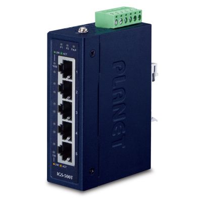 PLANET IGS-500T łącza sieciowe Nie zarządzany Gigabit Ethernet (10/100/1000) Niebieski