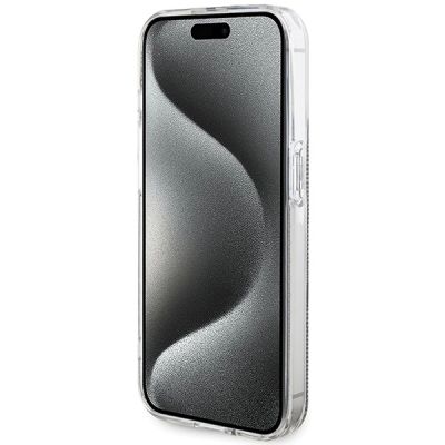 5. Etui Guess IML 4G Gold Stripe na iPhone 15 Pro - brązowe