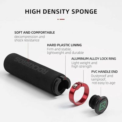 4. Uchwyty rowerowe Rockbros BT1001BKRD z gąbki na kierownicę - czarno-czerwone