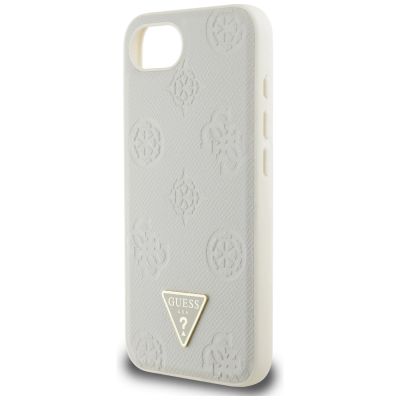 6. Etui Guess Grained Hot Stamp Peony Triangle Logo MagSafe na iPhone 16e - beżowe