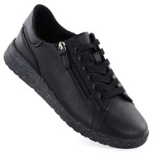 Skórzane półbuty damskie na podwyższeniu czarne Jezzi 138