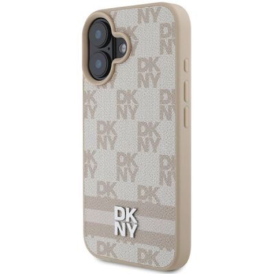 2. Etui DKNY Checkered Pattern & Printed Stripes na iPhone 16 - różowe