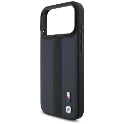 6. Etui BMW M Perforated Stripe Logo MagSafe na iPhone 17 Pro Max - granatowe