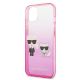 6. Etui Karl Lagerfeld Gradient Ikonik Karl&Choupette na iPhone 13 mini - różowe