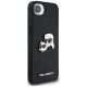 4. Etui Karl Lagerfeld Fixed Glitter Karl&Choupette Heads Metal Pin na iPhone 16e - czarne
