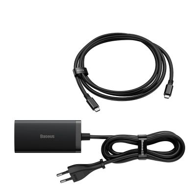 6. Ładowarka sieciowa GaN5 Baseus CCGP110201 67W HUB HDMI 2x USB-C / USB-A / HDMI 4K 30Hz 1,5m - czarna + kabel USB-C - USB-C 100W 1m