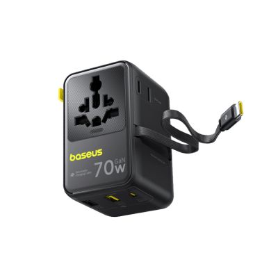 3. Adapter podróżny Baseus EnerCore CG11 70W 6w1 ze zwijanym kablem USB-C - czarny