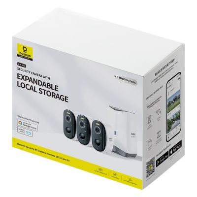 3. Zestaw kamer zewnętrznych Baseus Security N1 2K 3x kamera + stacja bazowa - biały
