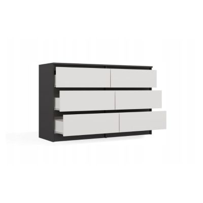 6. M6 MALWA KOMODA 120CM 6 SZUFLAD ANT/BIEL KOMPLET