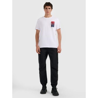 5. T-shirt regular z nadrukiem męski 4F 4FRAW25TTSHM3256-10S