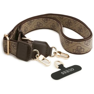 8. Etui Guess 4G Strass Logo & Big Strap Metal Buttons MagSafe na iPhone 17 - brązowe