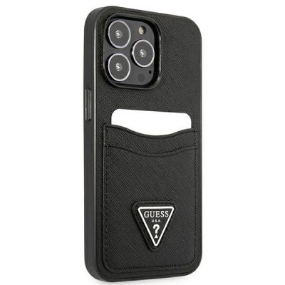 4. Etui Guess Saffiano Triangle Logo Cardslot na iPhone 13 / 13 Pro - czarne