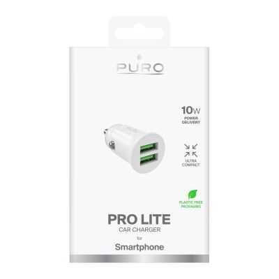 2. Ładowarka samochodowa Puro Pro Lite 2x USB-A 10W - biała