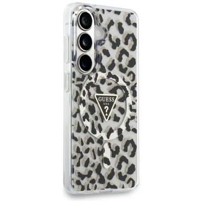 4. Etui Guess IML Leopard Print Triangle MagSafe na Samsung Galaxy S26 - czarne