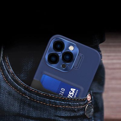 7. Leather Stand Case etui Samsung Galaxy S23 Ultra pokrowiec portfel na kartę z podstawką niebieskie