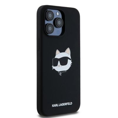 4. Etui Karl Lagerfeld Silicone Choupette Head MagSafe na iPhone 15 Pro - czarne