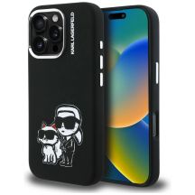 Etui Karl Lagerfeld Silicone Karl&Choupette Sketch MagSafe na iPhone 16 Pro Max - czarne