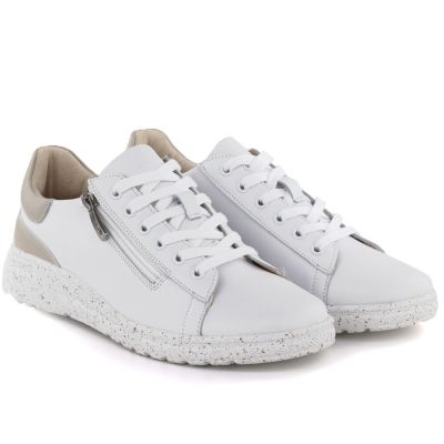 4. Skórzane półbuty damskie z zamkiem białe Potocki JE19402