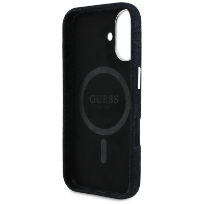 7. Etui Guess Denim Triangle Logo MagSafe na iPhone 16 - czarne