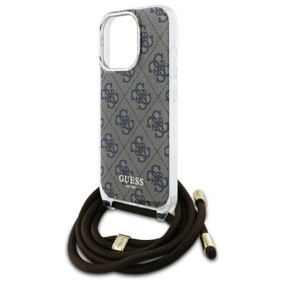 5. Etui Guess Crossbody Cord 4G Print na iPhone 16 Pro - brązowe