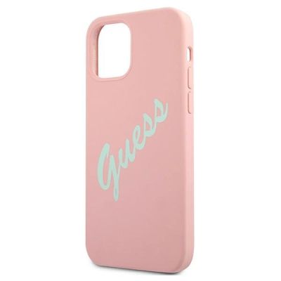 6. Etui Guess Silicone Vintage na iPhone 12 / iPhone 12 Pro - różowo-zielone