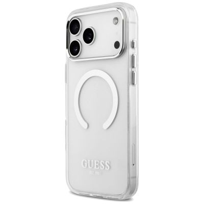 2. Etui Guess Metal Outline MagSafe do iPhone 17 Pro Max - srebrne