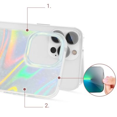 4. Kingxbar Shell Series luksusowe eleganckie etui na iPhone 13 Pro perłowy-niebieski