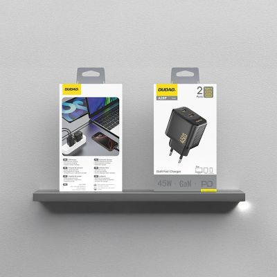 4. Ładowarka sieciowa Dudao A28PEU PD 45W GaN 2xUSB - czarna